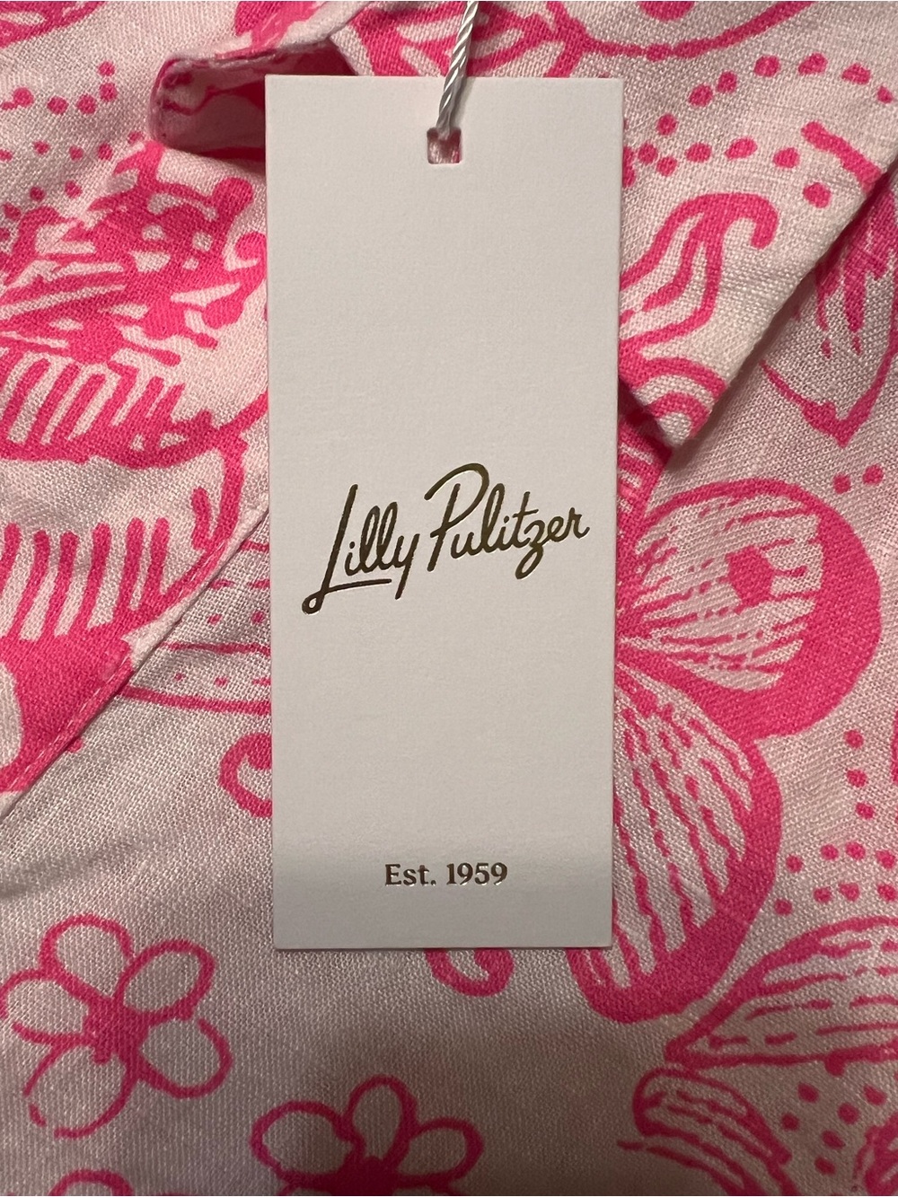 LILLY PULITZER XL Pink and White Floral Button-Front Midi Dress - Picture 4 of 7